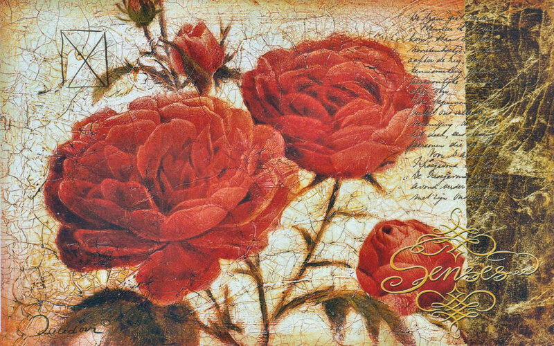 Red Roses on Textured Background — Vintage