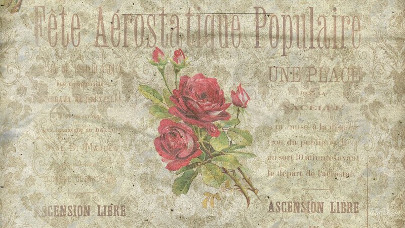 Red Roses on Vintage Paper
