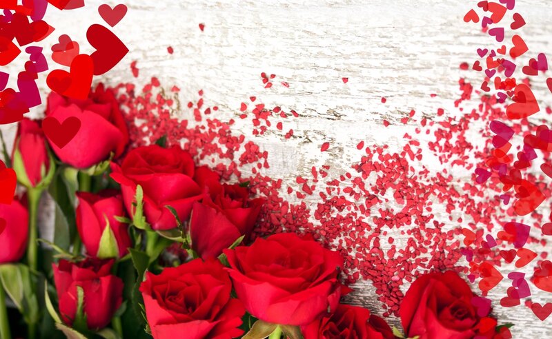Red Roses on Wood — Romantic, Photograph