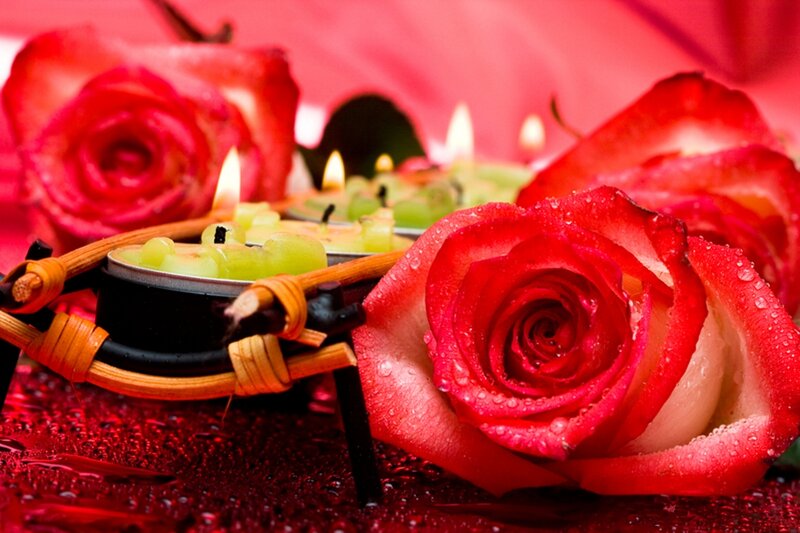 Red Roses with Candles