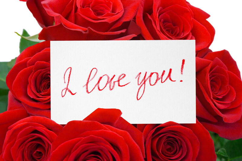 Red Roses with Card — Romantic