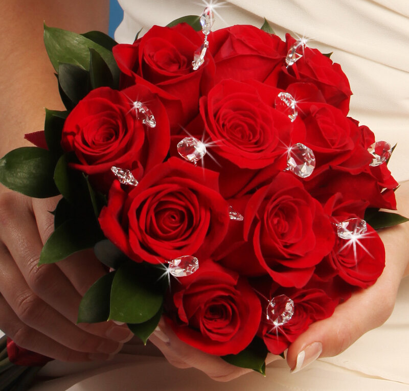 Red Roses with Crystals