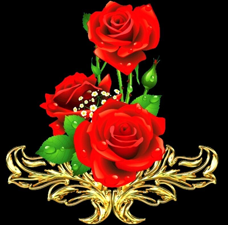 Red Roses with Gold Base