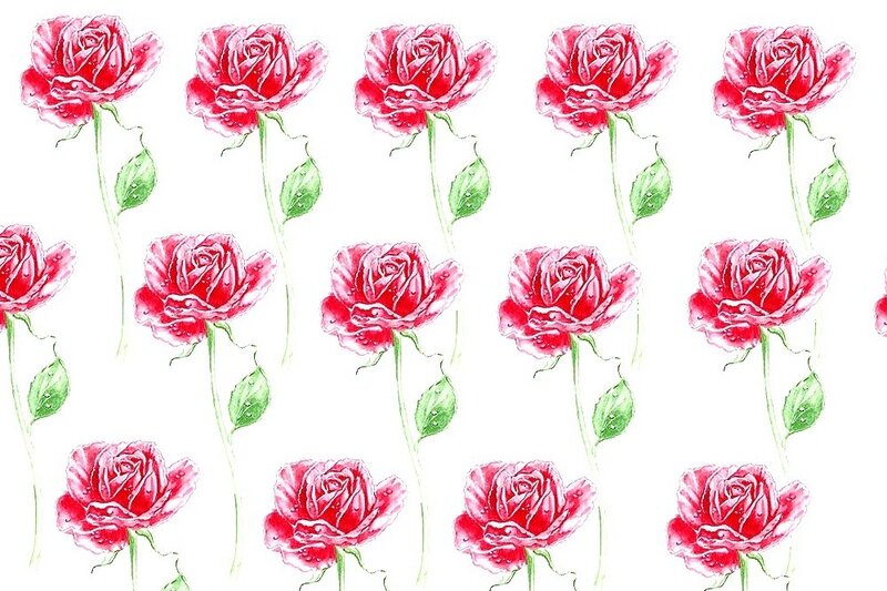 Red Roses with Green Leaves — Calm, Illustration
