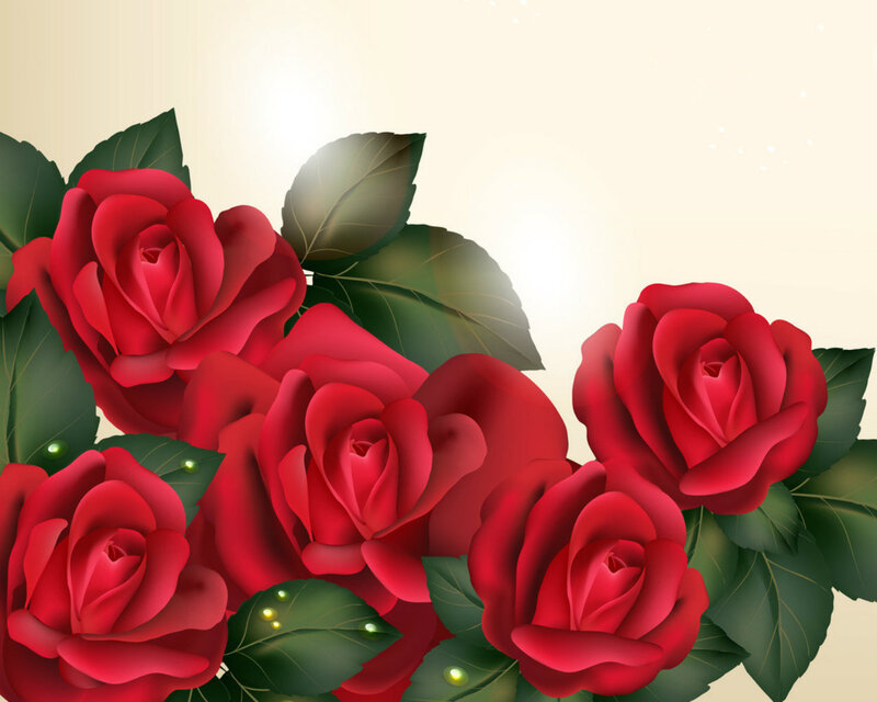 Red Roses with Green Leaves — Serene