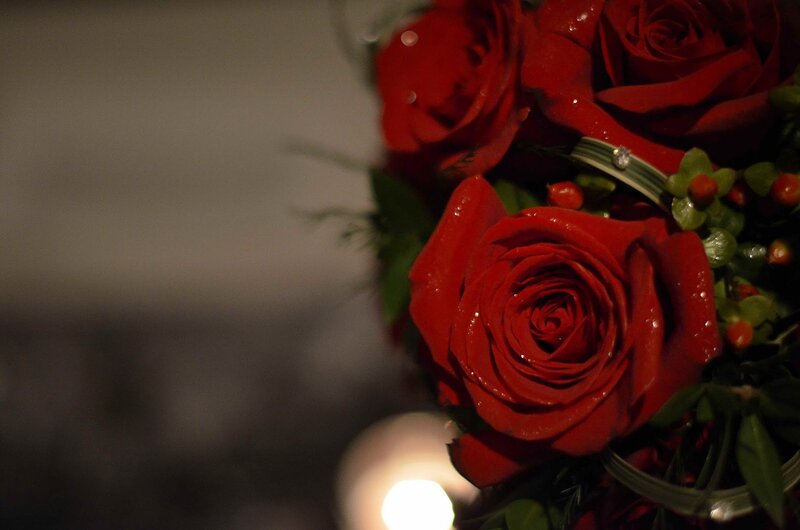 Red Roses with Greenery — Intimate