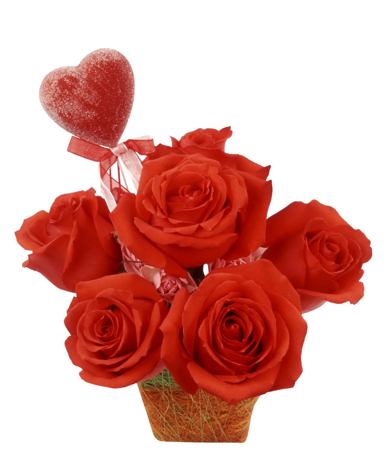 Red roses with heart decoration