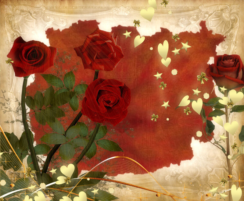 Red Roses with Hearts — Romantic