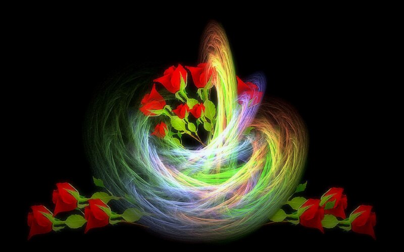 Red Roses with Light Swirl
