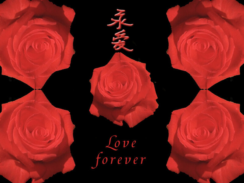 Red roses with love message