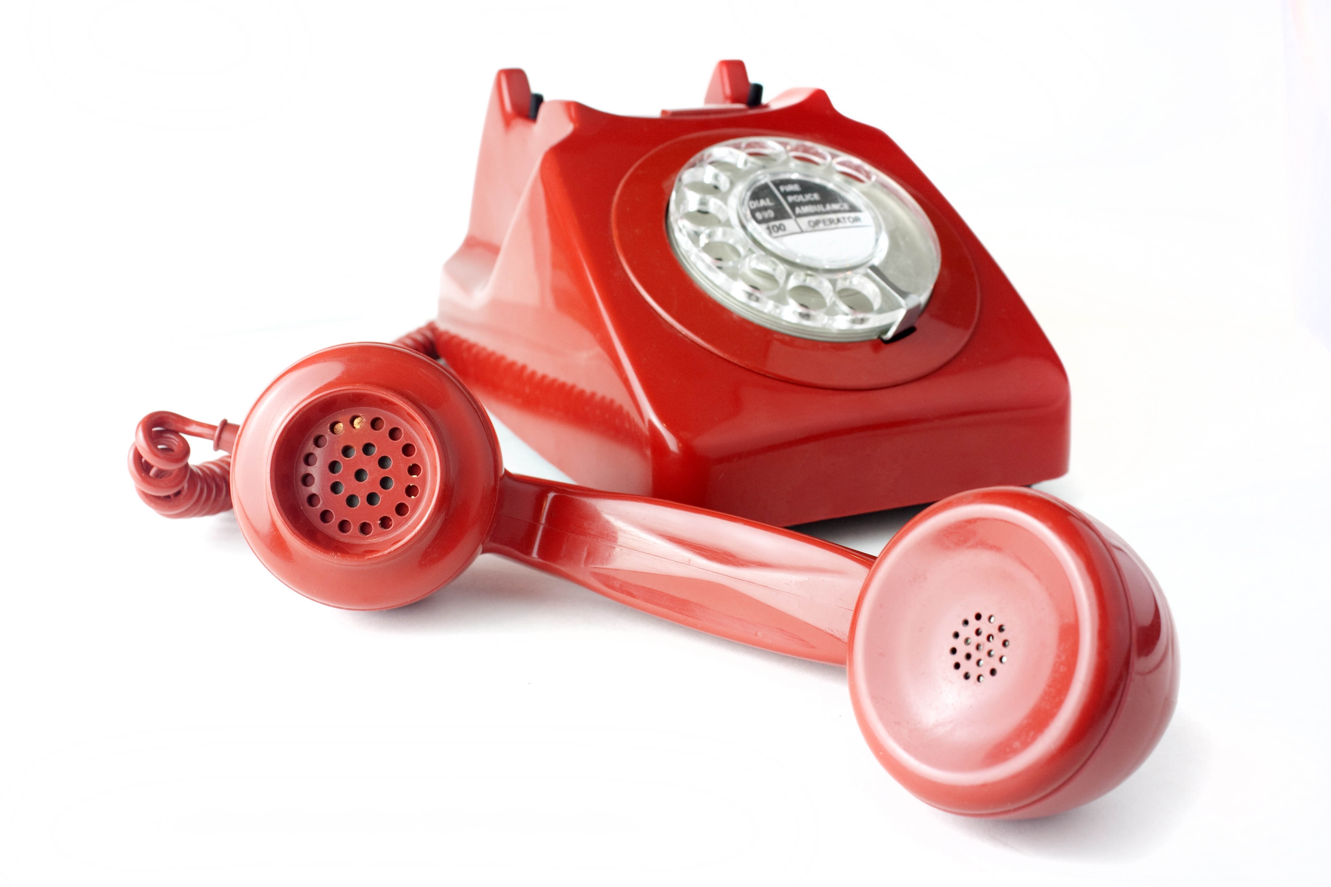 Red rotary telephone