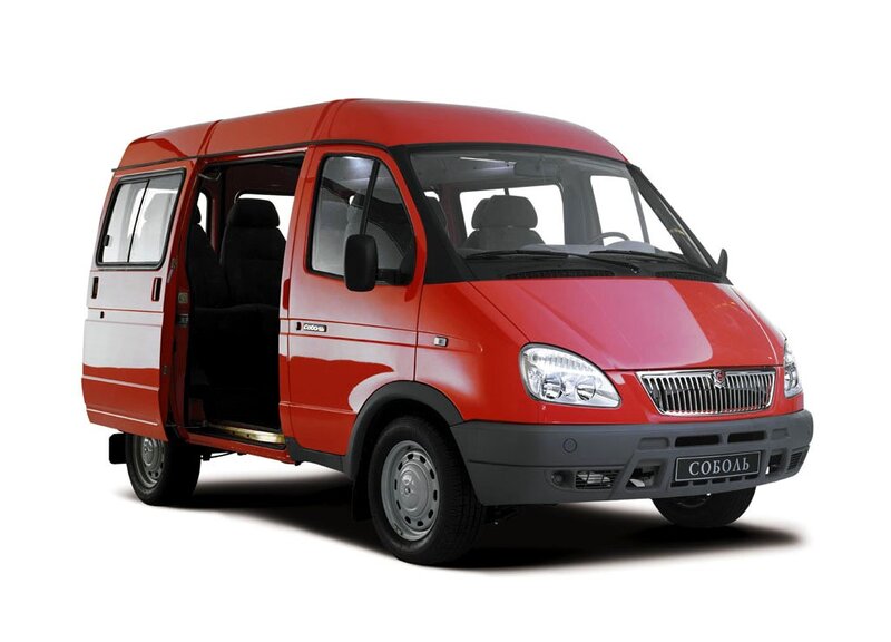 Red Sоболь van with open door