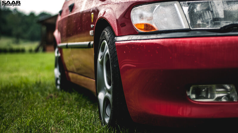 Red Saab Car