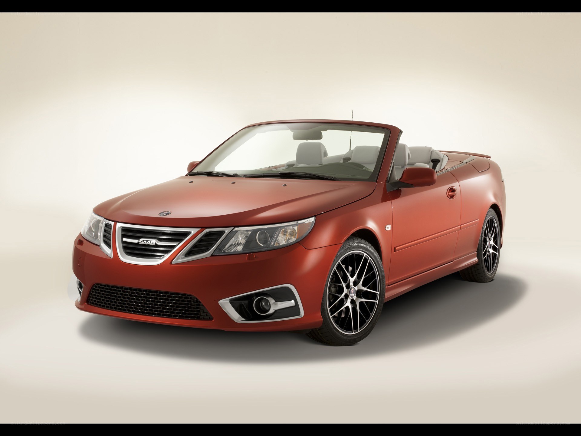 Red Saab convertible car