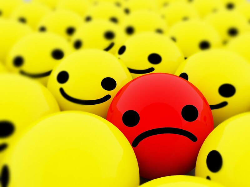 Red Sad Face Among Yellow — Contrastive