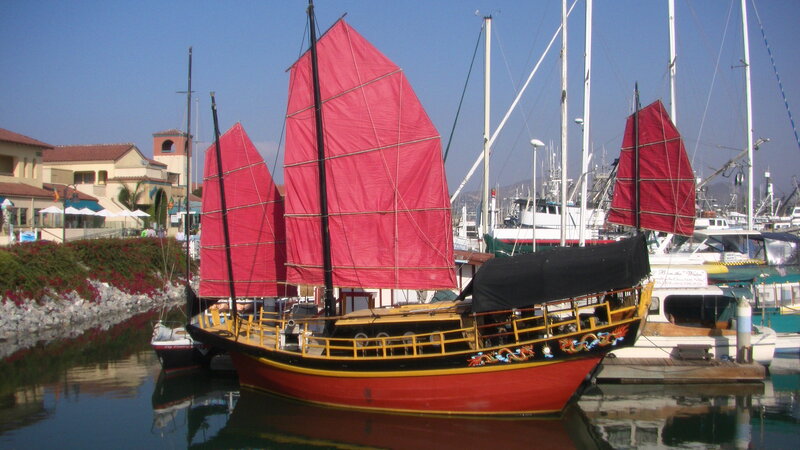 Red Sailboat in Marina