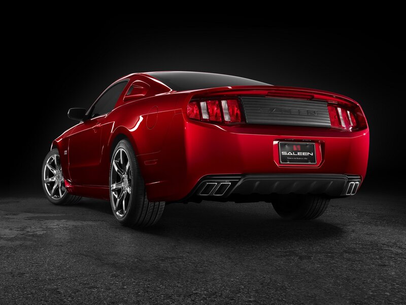 Red Saleen Mustang rear view