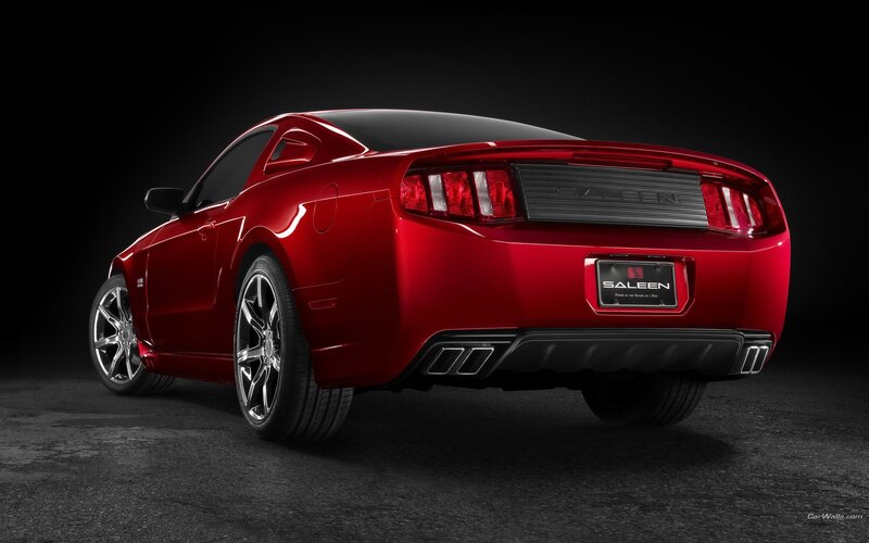 Red Saleen Mustang rear view