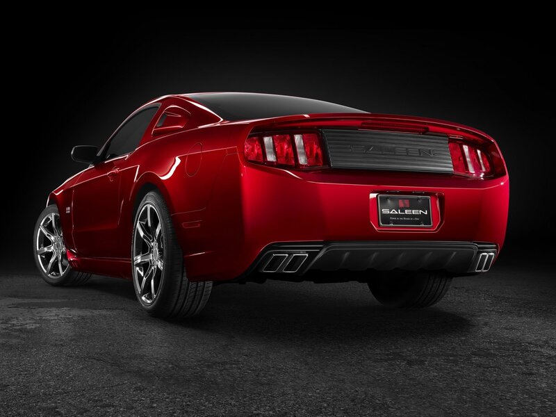Red Saleen Mustang rear view