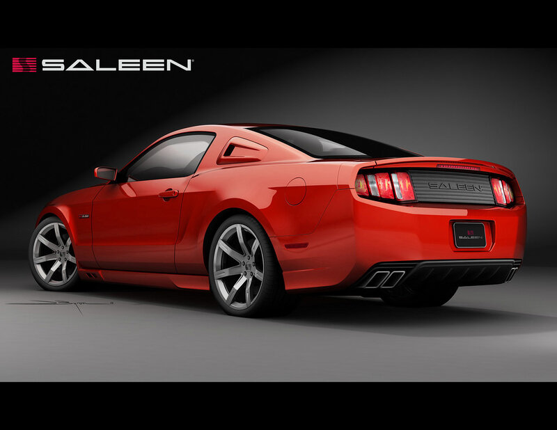 Red Saleen Mustang rear view