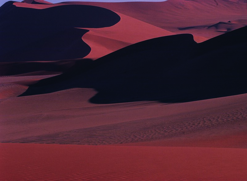 Red sand dunes at dusk