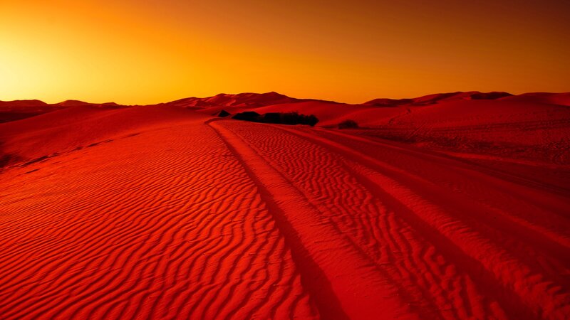 Red Sand Dunes — Dramatic, Sunset, Photograph