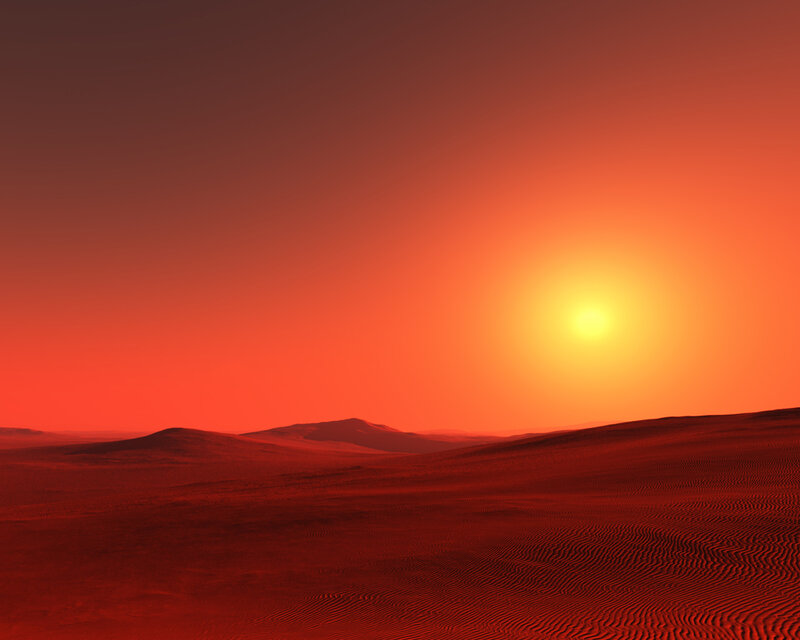 Red Sand Dunes — Dramatic, Sunset