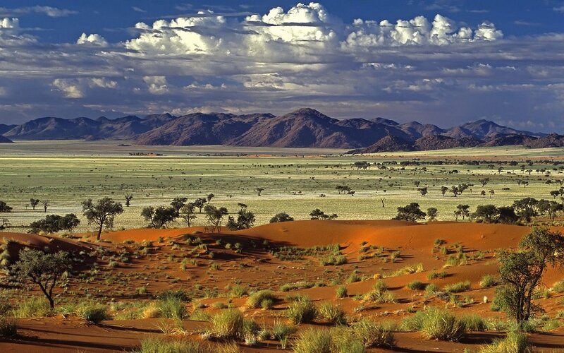 Red Sand Dunes in Desert — Orange, Dramatic