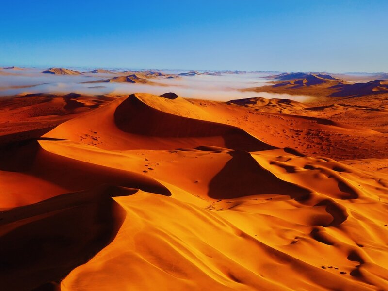 Red Sand Dunes — Orange, Serene, Morning