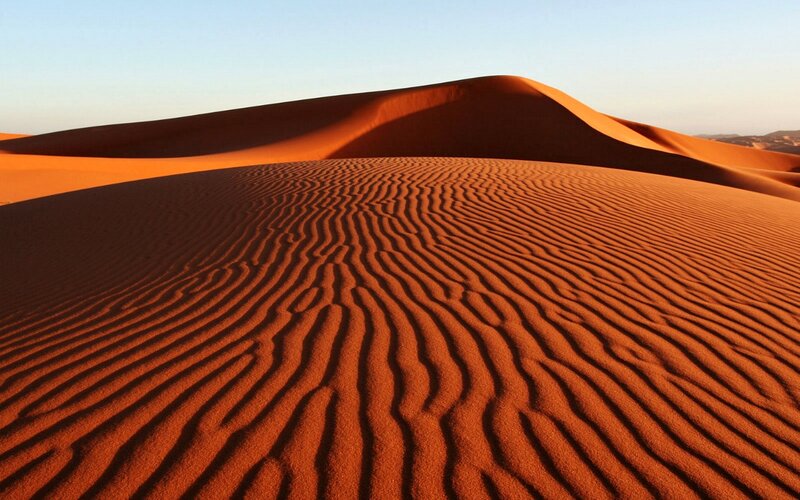 Red Sand Dunes — Orange, Serene, Sunset, Photograph, Sky