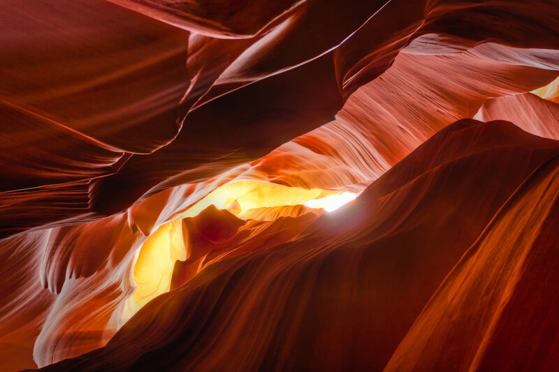 Red Sandstone Canyon — Dramatic, Afternoon, Photograph, Light Beam, Rock Formations