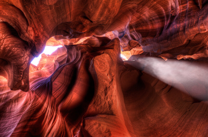 Red Sandstone Canyon — Dramatic, Afternoon, Photograph, Light Beam