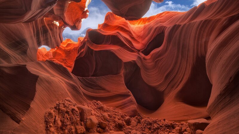 Red Sandstone Canyon — Dramatic, Afternoon, Photograph, Sky