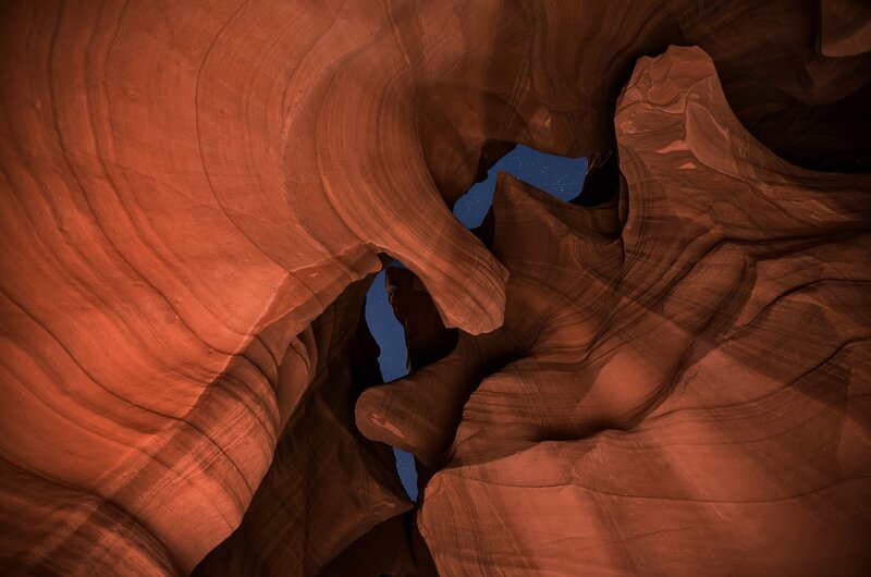 Red Sandstone Canyon — Dramatic, Night, Photograph