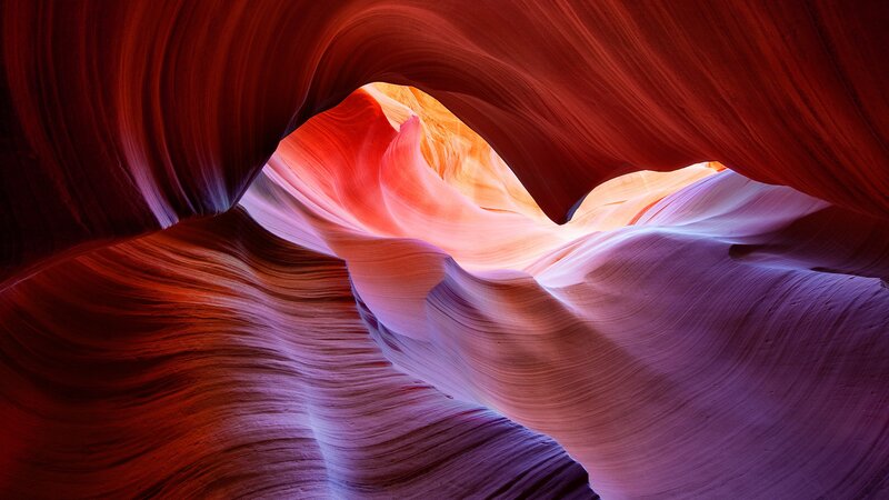 Red Sandstone Canyon — Dramatic, Photograph, Rock Formations, Light, Cave