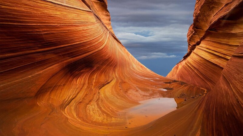 Red Sandstone Canyon — Orange, Dramatic, Afternoon, Photograph, Rock Formations