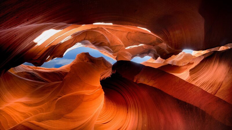 Red Sandstone Canyon — Orange, Dramatic, Afternoon, Photograph, Sky, Rock Formations, Light