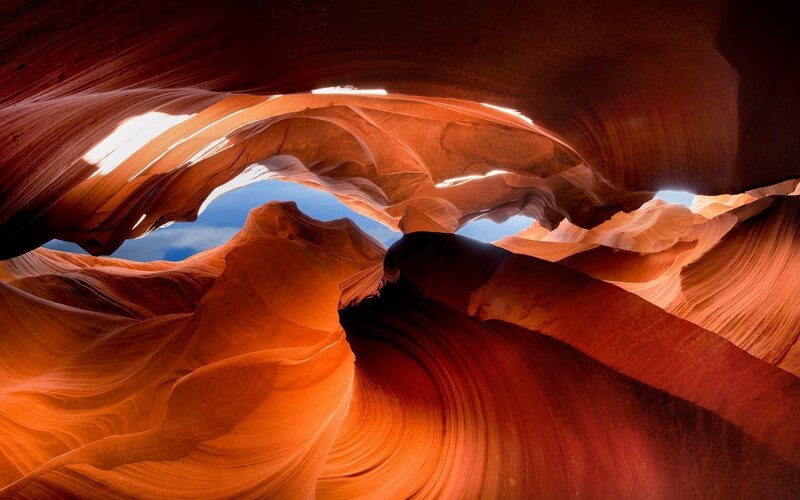 Red Sandstone Canyon — Orange, Dramatic, Afternoon, Photograph, Sky, Rock Formations