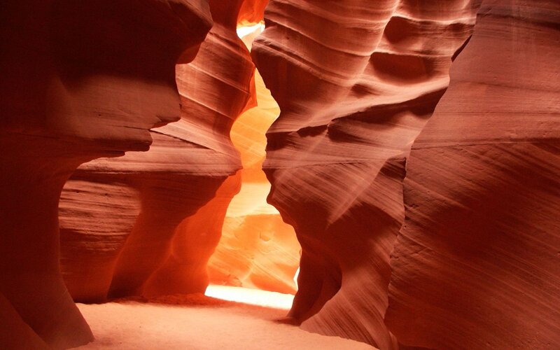 Red Sandstone Canyon — Orange, Dramatic, Photograph, Rock Formations