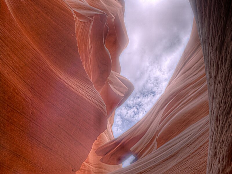 Red Sandstone Canyon — Orange, Dramatic, Photograph, Sky