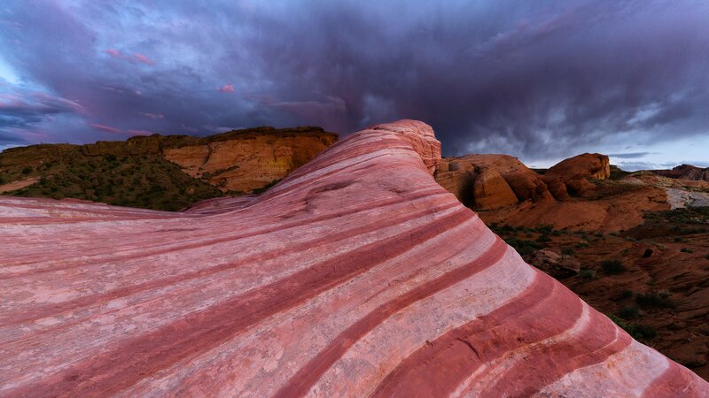 Red Sandstone Rock Formation — Dramatic, Sunset