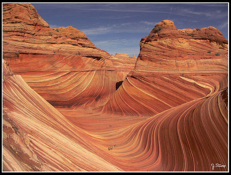 Red Sandstone Rock Formations — Dramatic, Afternoon, Photograph, Blue Sky, Clouds, Sand