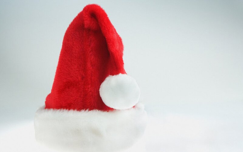 Red Santa Hat — Neutral, Photograph, White Trim