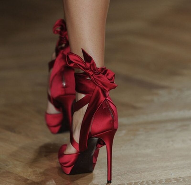 Red Satin High Heels