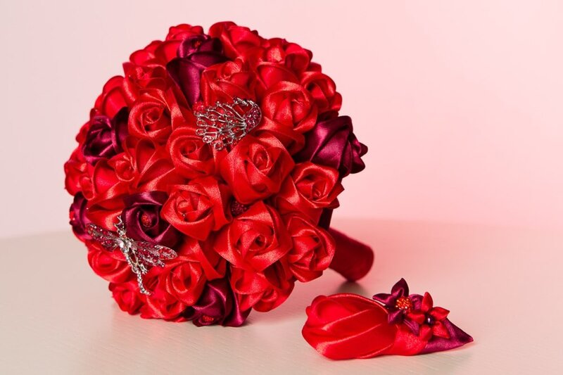 Red Satin Rose Bouquet