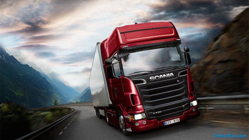 Red Scania Truck — Dramatic, Sunset, Photograph