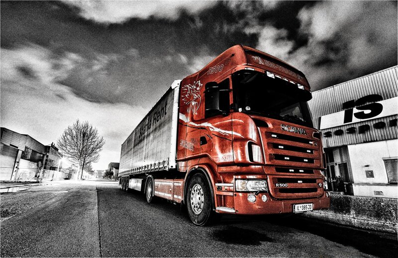 Red Scania Truck — Dramatic