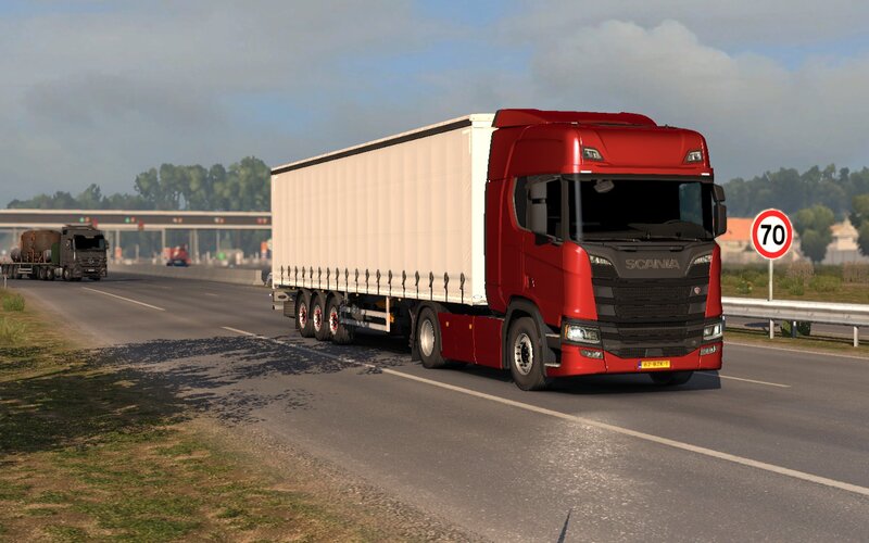 Red Scania Truck — Neutral, Afternoon, 3d Render