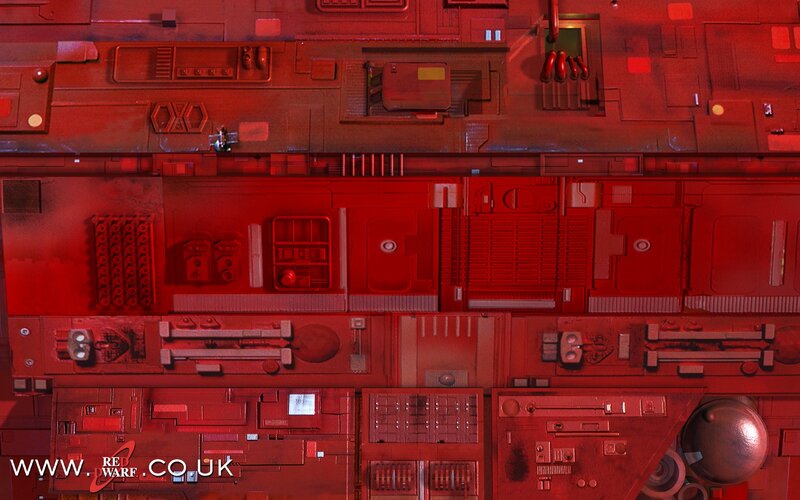 red sci-fi interior panel