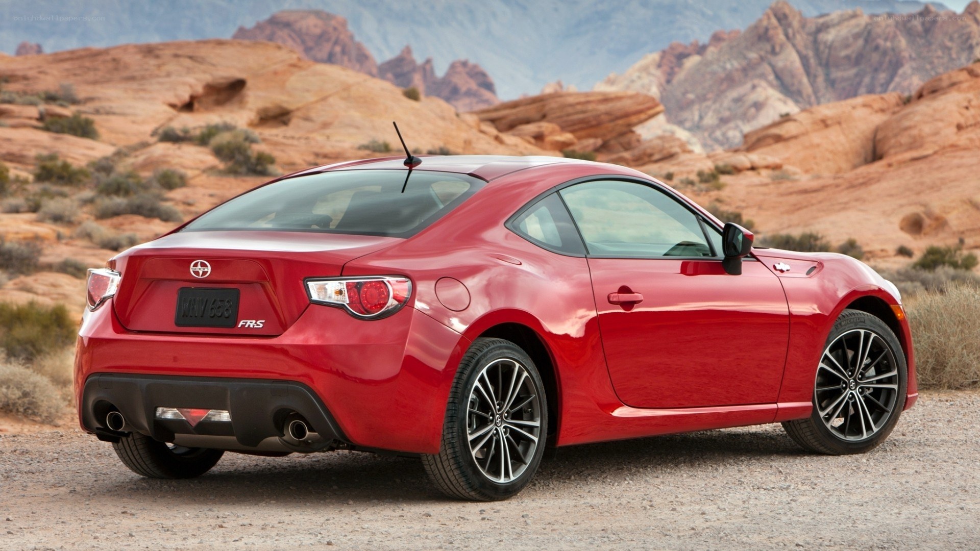 Red Scion FR-S in desert